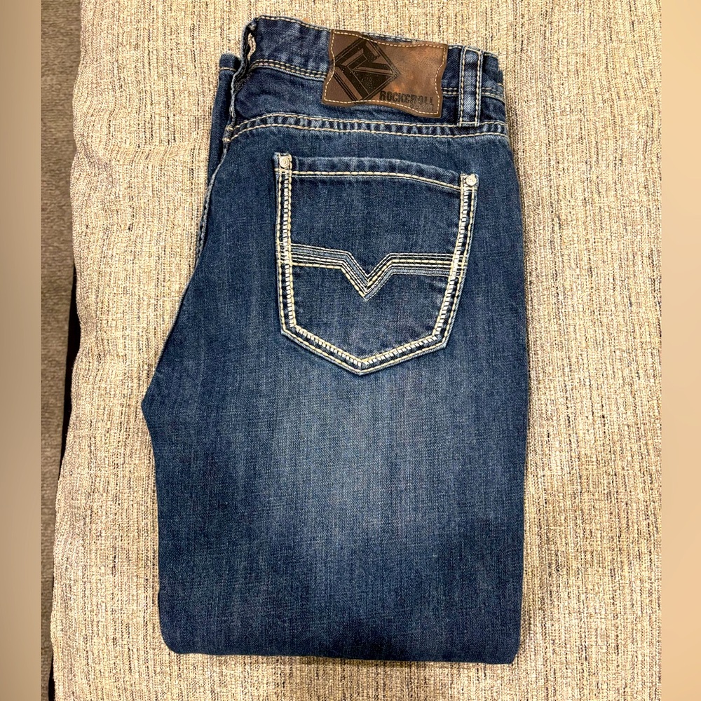 Men’s Rock & Roll Denim Double Barrel Boot Cut Jeans.
